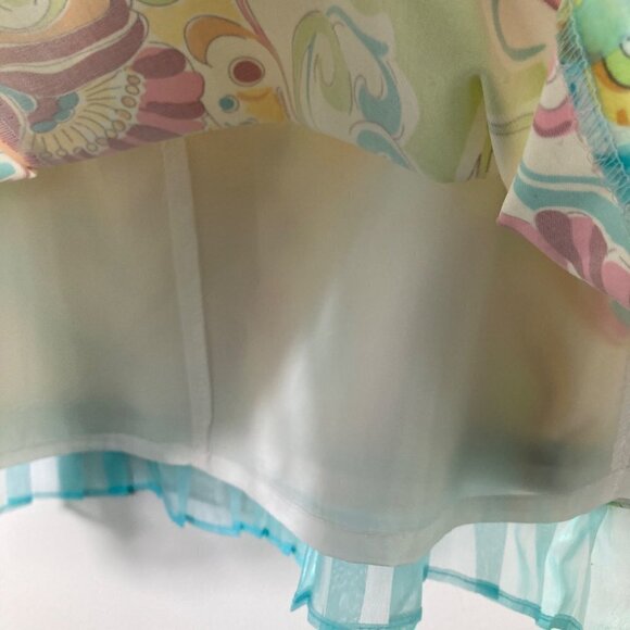 Womens‎ Vintage Sangria Cap Sleeve Floral Lined Skirt Set Sheer Fringe 10 - Picture 11 of 11